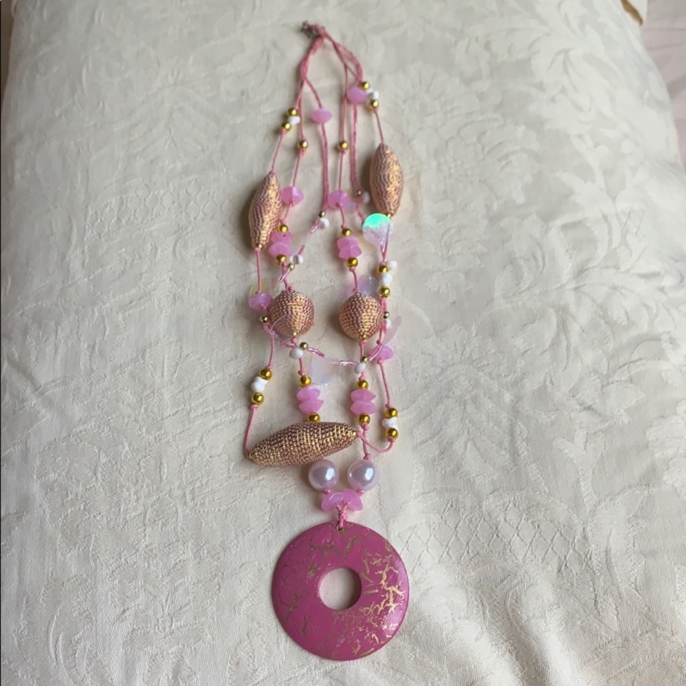 Pink recycled necklace